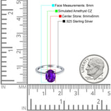 Oval Cut Simulated Cubic Zirconia Cathedral Wedding Ring 925 Sterling Silver Center Stone-(8mmx6mm)