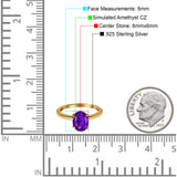 Oval Cut Simulated Cubic Zirconia Cathedral Wedding Ring 925 Sterling Silver Center Stone-(8mmx6mm)