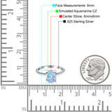 Oval Cut Simulated Cubic Zirconia Cathedral Wedding Ring 925 Sterling Silver Center Stone-(8mmx6mm)