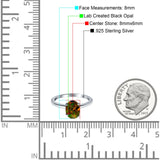 Oval Cut Simulated Cubic Zirconia Cathedral Wedding Ring 925 Sterling Silver Center Stone-(8mmx6mm)