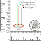 Oval Cut Simulated Cubic Zirconia Cathedral Wedding Ring 925 Sterling Silver Center Stone-(8mmx6mm)