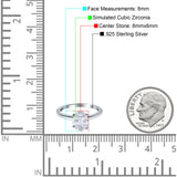 Oval Cut Simulated Cubic Zirconia Cathedral Wedding Ring 925 Sterling Silver Center Stone-(8mmx6mm)