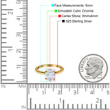 Oval Cut Simulated Cubic Zirconia Cathedral Wedding Ring 925 Sterling Silver Center Stone-(8mmx6mm)