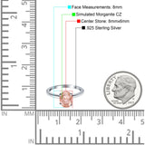 Oval Cut Simulated Cubic Zirconia Cathedral Wedding Ring 925 Sterling Silver Center Stone-(8mmx6mm)