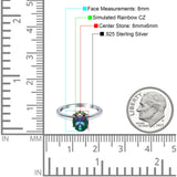 Oval Cut Simulated Cubic Zirconia Cathedral Wedding Ring 925 Sterling Silver Center Stone-(8mmx6mm)