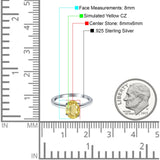 Oval Cut Simulated Cubic Zirconia Cathedral Wedding Ring 925 Sterling Silver Center Stone-(8mmx6mm)