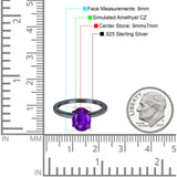Oval Cut Simulated Cubic Zirconia Cathedral Wedding Ring 925 Sterling Silver Center Stone-(9mmx7mm)