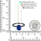 Oval Cut Simulated Cubic Zirconia Cathedral Wedding Ring 925 Sterling Silver Center Stone-(9mmx7mm)