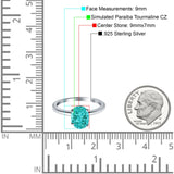 Oval Cut Simulated Cubic Zirconia Cathedral Wedding Ring 925 Sterling Silver Center Stone-(9mmx7mm)