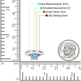 Round Simulated Cubic Zirconia Cathedral Wedding Ring 925 Sterling Silver Center Stone-(6mm)