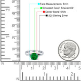 Round Simulated Cubic Zirconia Cathedral Wedding Ring 925 Sterling Silver Center Stone-(6mm)