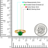 Round Simulated Cubic Zirconia Cathedral Wedding Ring 925 Sterling Silver Center Stone-(6mm)