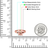 Round Simulated Cubic Zirconia Cathedral Wedding Ring 925 Sterling Silver Center Stone-(6mm)