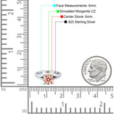 Round Simulated Cubic Zirconia Cathedral Wedding Ring 925 Sterling Silver Center Stone-(6mm)