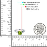 Round Simulated Cubic Zirconia Cathedral Wedding Ring 925 Sterling Silver Center Stone-(6mm)