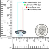 Round Simulated Cubic Zirconia Cathedral Wedding Ring 925 Sterling Silver Center Stone-(6mm)
