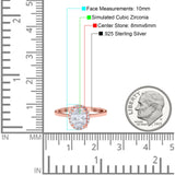Halo Art Deco Oval Engagement Ring Simulated Cubic Zirconia 925 Sterling Silver