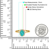 Halo Art Deco Oval Engagement Ring Simulated Cubic Zirconia 925 Sterling Silver