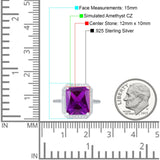 Halo Emerald Cut Engagement Ring Simulated Cubic Zirconia 925 Sterling Silver