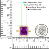 Halo Emerald Cut Engagement Ring Simulated Cubic Zirconia 925 Sterling Silver