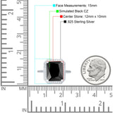 Halo Emerald Cut Engagement Ring Simulated Cubic Zirconia 925 Sterling Silver