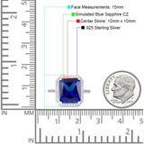 Halo Emerald Cut Engagement Ring Simulated Cubic Zirconia 925 Sterling Silver