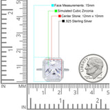 Halo Emerald Cut Engagement Ring Simulated Cubic Zirconia 925 Sterling Silver