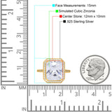 Halo Emerald Cut Engagement Ring Simulated Cubic Zirconia 925 Sterling Silver