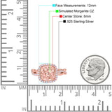 Infinity Shank Cushion Engagement Ring Simulated Cubic Zirconia 925 Sterling Silver