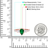 Teardrop Pear Art Deco Three Stone Accent Engagement Ring Round Simulated Simulated Cubic Zirconia 925 Sterling Silver