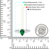 Teardrop Pear Art Deco Three Stone Accent Engagement Ring Round Simulated Simulated Cubic Zirconia 925 Sterling Silver