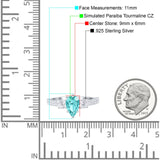 Teardrop Pear Art Deco Three Stone Accent Engagement Ring Round Simulated Simulated Cubic Zirconia 925 Sterling Silver
