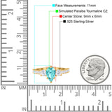 Teardrop Pear Art Deco Three Stone Accent Engagement Ring Round Simulated Simulated Cubic Zirconia 925 Sterling Silver