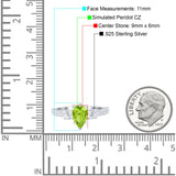 Teardrop Pear Art Deco Three Stone Accent Engagement Ring Round Simulated Simulated Cubic Zirconia 925 Sterling Silver