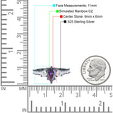 Teardrop Pear Art Deco Three Stone Accent Engagement Ring Round Simulated Simulated Cubic Zirconia 925 Sterling Silver