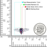 Teardrop Pear Art Deco Three Stone Accent Engagement Ring Round Simulated Simulated Cubic Zirconia 925 Sterling Silver