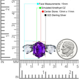 Oval Art Deco Engagement Ring Simulated Cubic Zirconia 925 Sterling Silver