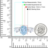 Oval Art Deco Engagement Ring Simulated Cubic Zirconia 925 Sterling Silver