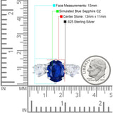 Oval Art Deco Engagement Ring Simulated Cubic Zirconia 925 Sterling Silver