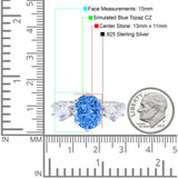 Oval Art Deco Engagement Ring Simulated Cubic Zirconia 925 Sterling Silver