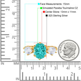 Oval Art Deco Engagement Ring Simulated Cubic Zirconia 925 Sterling Silver