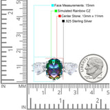 Oval Art Deco Engagement Ring Simulated Cubic Zirconia 925 Sterling Silver