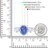 Oval Art Deco Engagement Ring Simulated Cubic Zirconia 925 Sterling Silver