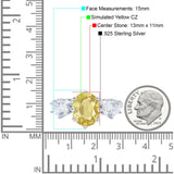 Oval Art Deco Engagement Ring Simulated Cubic Zirconia 925 Sterling Silver