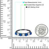 Art Deco Half Eternity Wedding Ring Simulated Cubic Zirconia 925 Sterling Silver