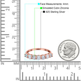 Art Deco Half Eternity Wedding Ring Simulated Cubic Zirconia 925 Sterling Silver