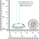 Art Deco Half Eternity Wedding Ring Simulated Cubic Zirconia 925 Sterling Silver