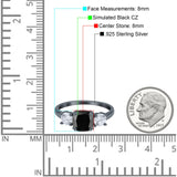 Cushion Three Stone Engagement Ring Simulated Cubic Zirconia 925 Sterling Silver