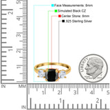 Cushion Three Stone Engagement Ring Simulated Cubic Zirconia 925 Sterling Silver