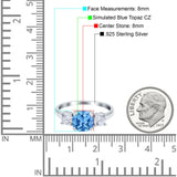 Cushion Three Stone Engagement Ring Simulated Cubic Zirconia 925 Sterling Silver